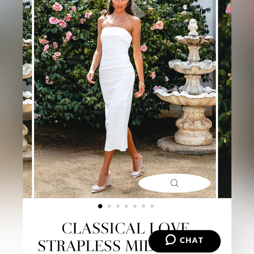 Vici Collection CLASSICAL LOVE STRAPLESS MIDI DRESS - WHITE